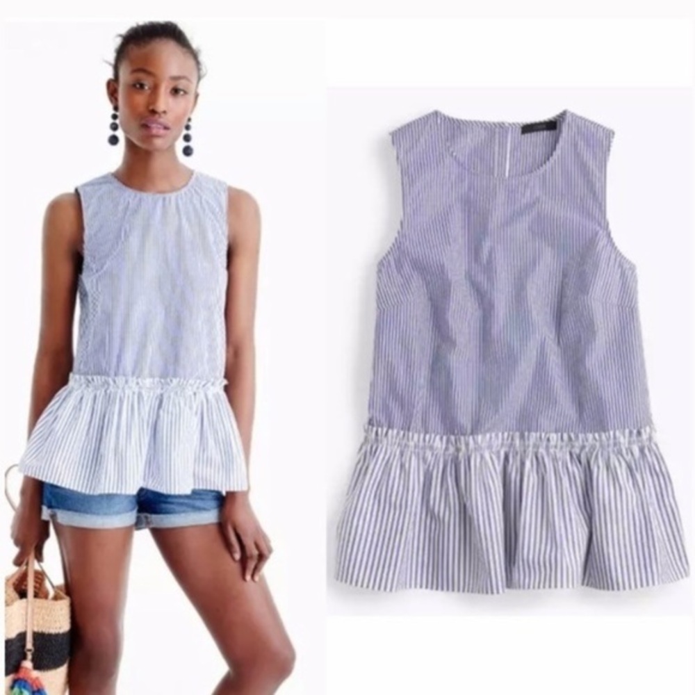 J. Crew Button back stripe peplum blouse XS​